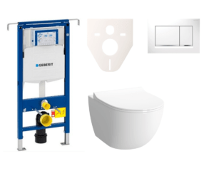 Cenovo zvýhodnený závesný WC set Geberit do ľahkých stien / predstenová montáž + WC Vitra Vitra Shift SIKOGES4N5